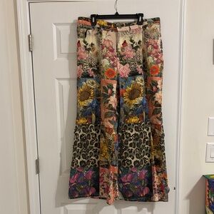 Patchwork Floral & Leopard wide cotton pants Multicolor